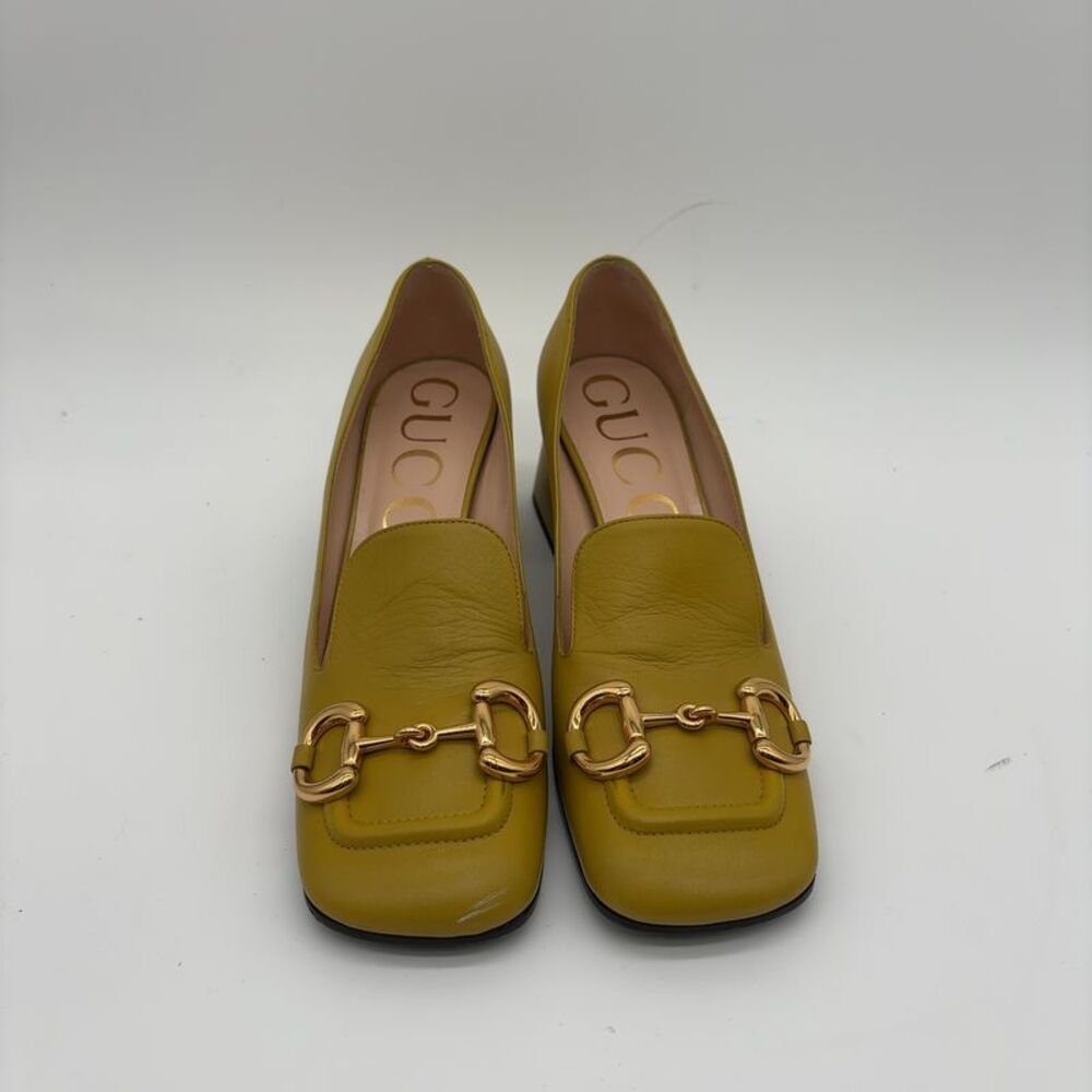 Gucci Mustard Yellow Leather Horsebit Loafers - Picture 2 of 6